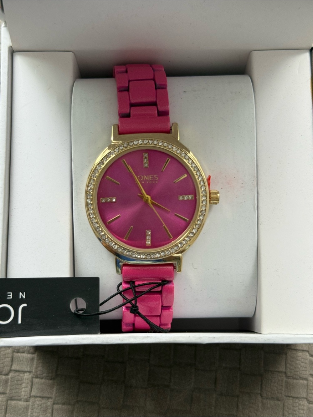 Jones New York Women's Pink Crystal Accent Watch - Gold Tone NEW